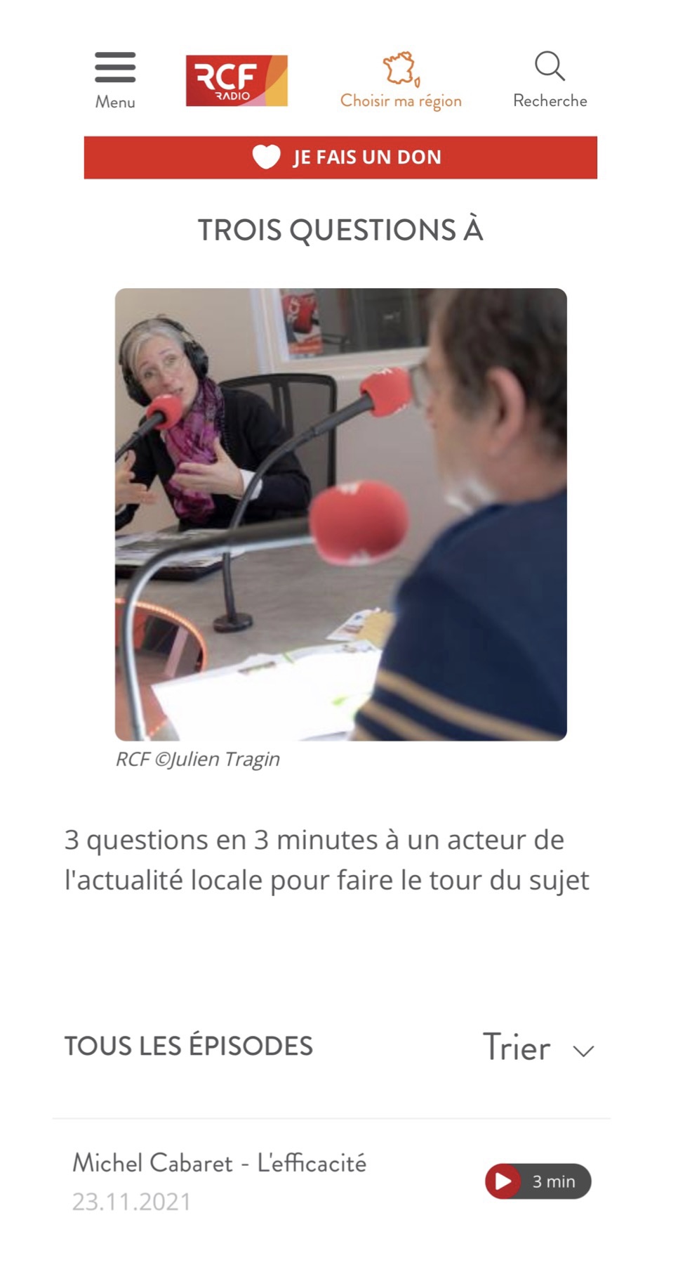 Interview RCF - Michel CABARET 23 novembre 2021